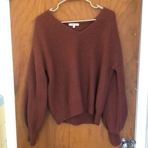 Madewell ribbed knit wool blend v neck sweater